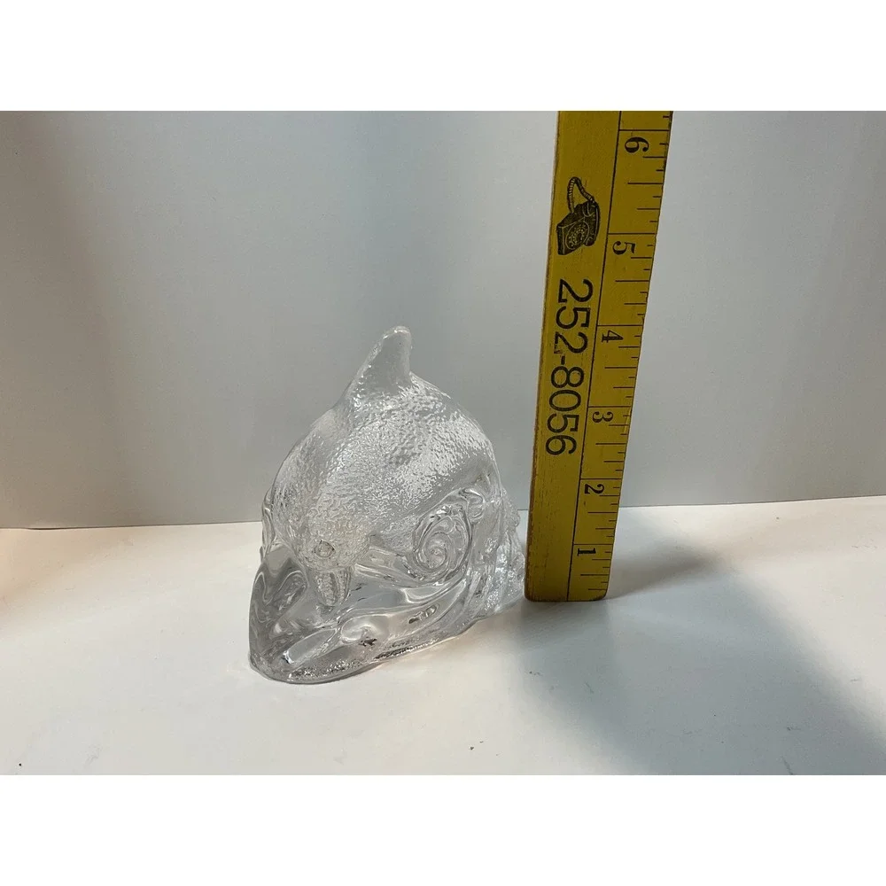 PartyLite Glass Dolphin Candle Holder Tealight Votive Ocean Wave Design